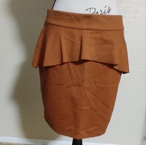 🆕 INC International Concepts Rust Orange peplum Midi Skirt Business Casual_6